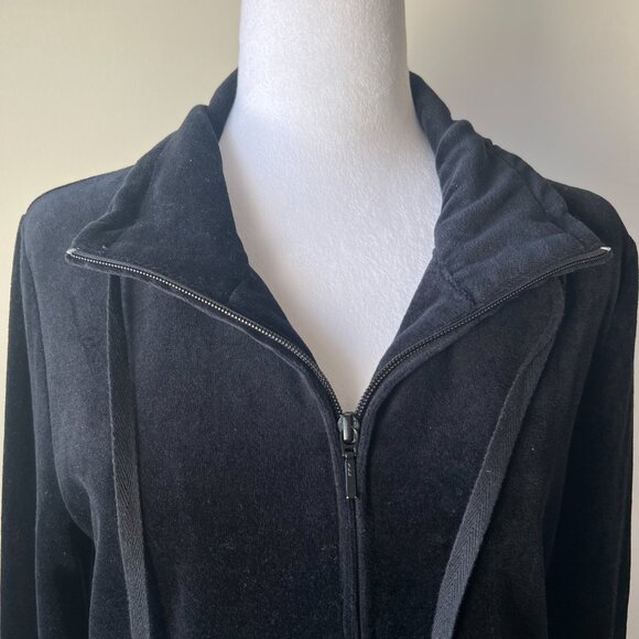 Lord & Taylor Black Velvet Zip-Front Jacket - Size M - Cozy Chic! - Picture 2 of 11